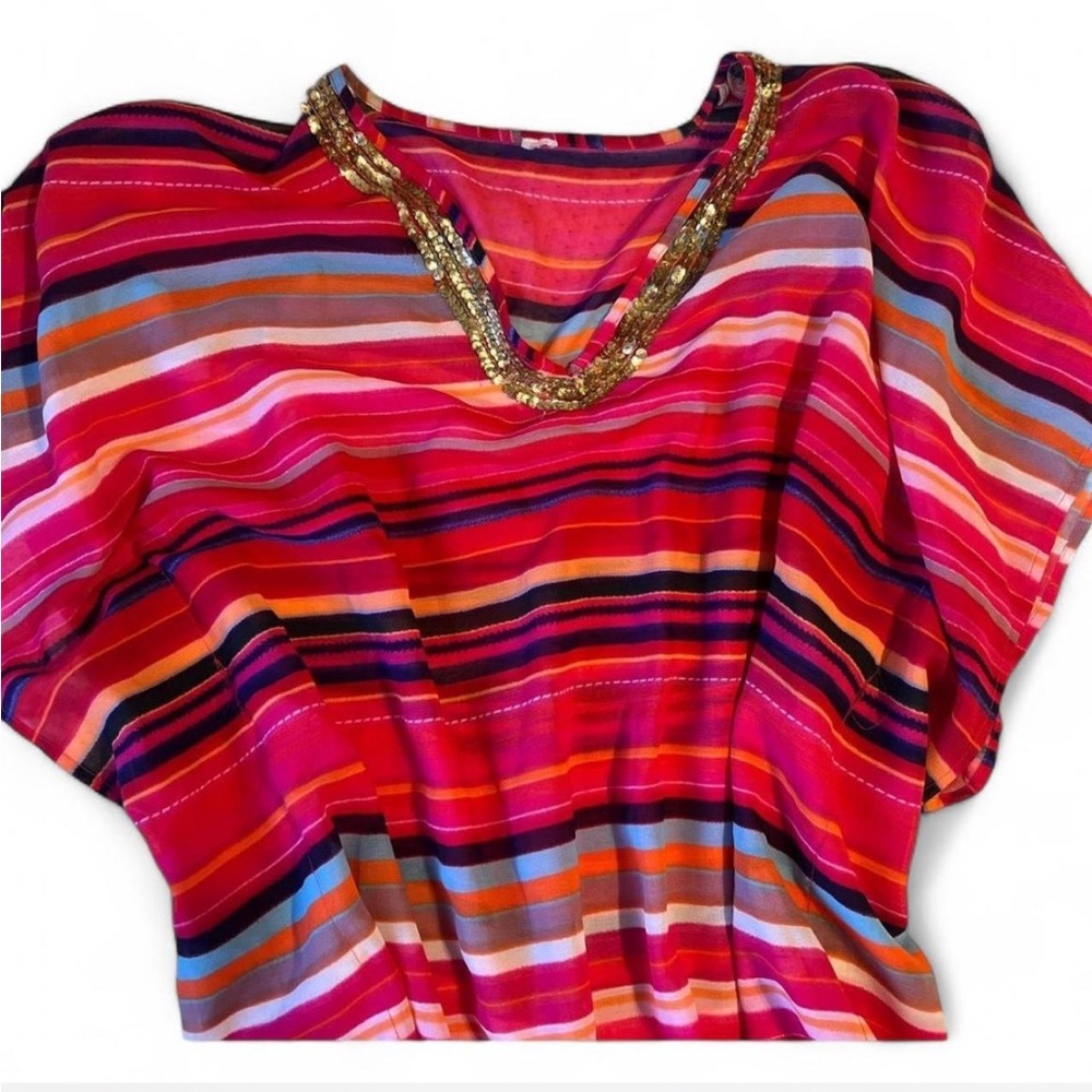 Bright pink/colorful Beach Cover Up Tunic